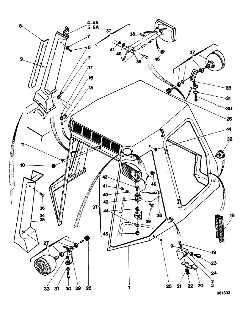 Схема запчастей Case 580G - (460) - CAB - FRAME AND LAMPS (09) - CHASSIS/ATTACHMENTS