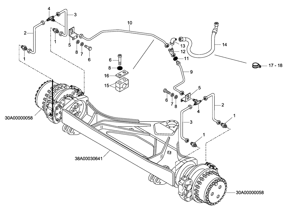 Схема запчастей Case 335 - (47A00001974[001]) - BRAKE CIRCUIT - FRONT DRIVE AXLE (87550405) (33) - BRAKES & CONTROLS