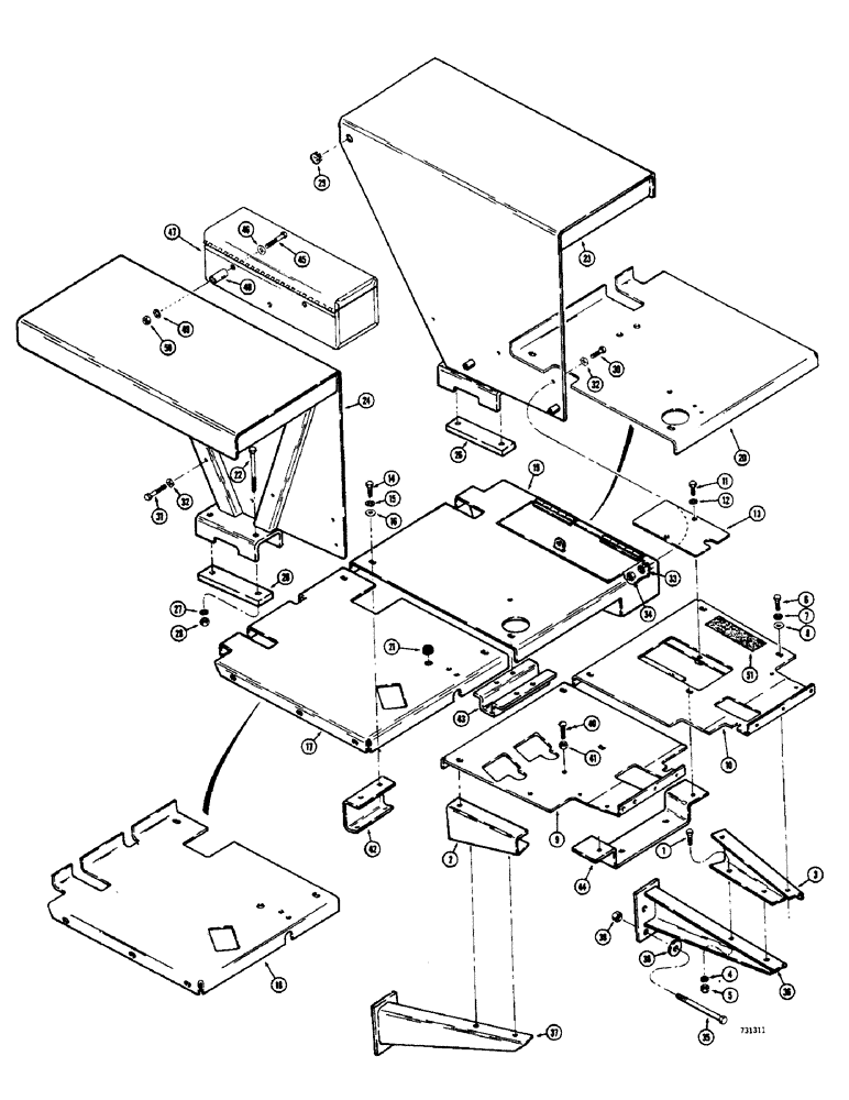 Схема запчастей Case 580B - (170) - FLOOR PLATES AND FENDERS (09) - CHASSIS/ATTACHMENTS