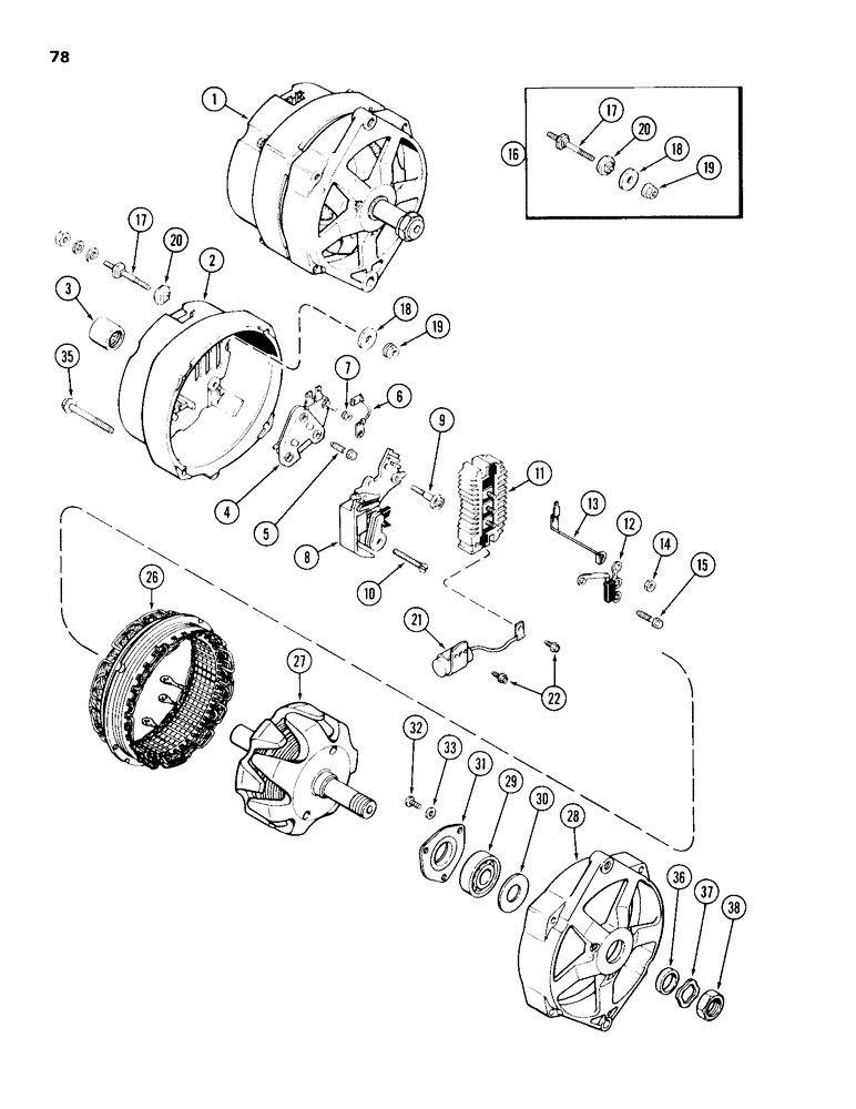 Схема запчастей Case 680H - (078) - L101465 ALTERNATOR, 40 AMP- 24 VOLT, METRIC EXTERNAL THREADS (04) - ELECTRICAL SYSTEMS