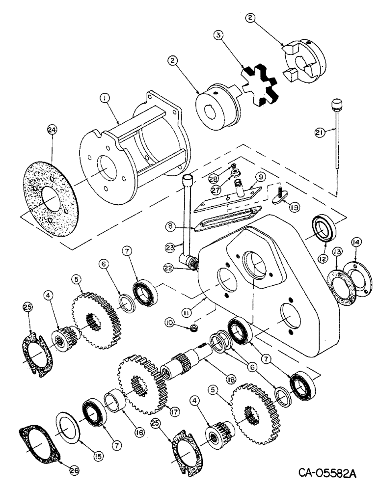 Схема запчастей Case 4130 - (07-5) - DRIVE TRAIN, HYD. PUMP DRIVE (04) - Drive Train