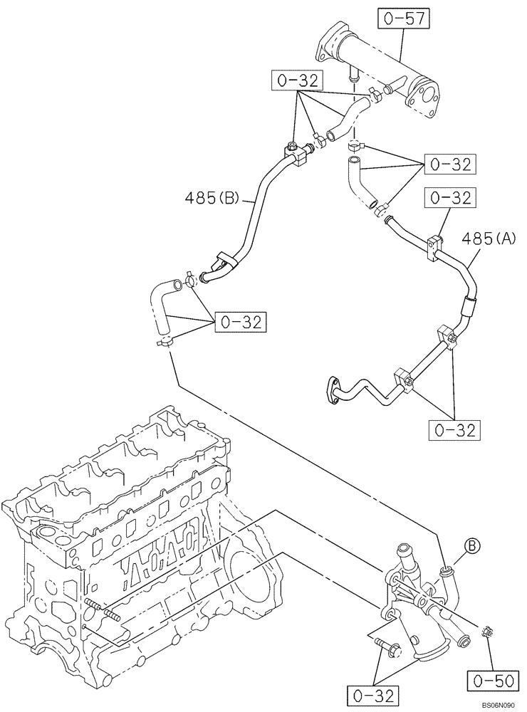 Схема запчастей Case CX240B - (02-27) - TURBOCHARGER (02) - ENGINE