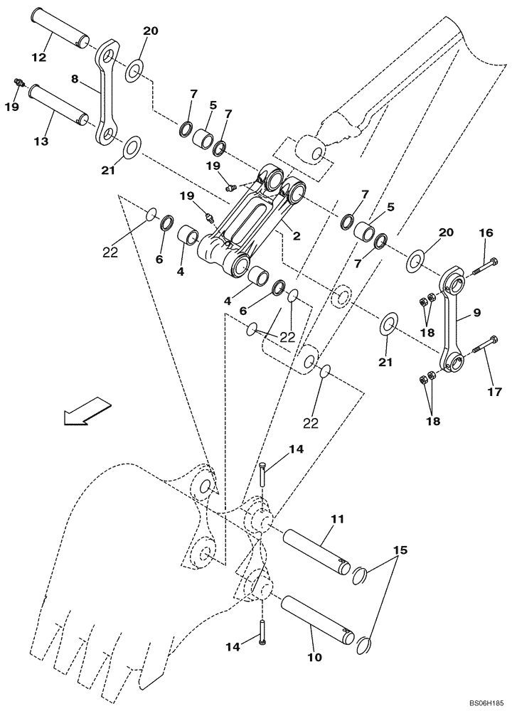 Схема запчастей Case CX135SR - (09-50) - BUCKET LINKAGE, STANDARD (09) - CHASSIS/ATTACHMENTS