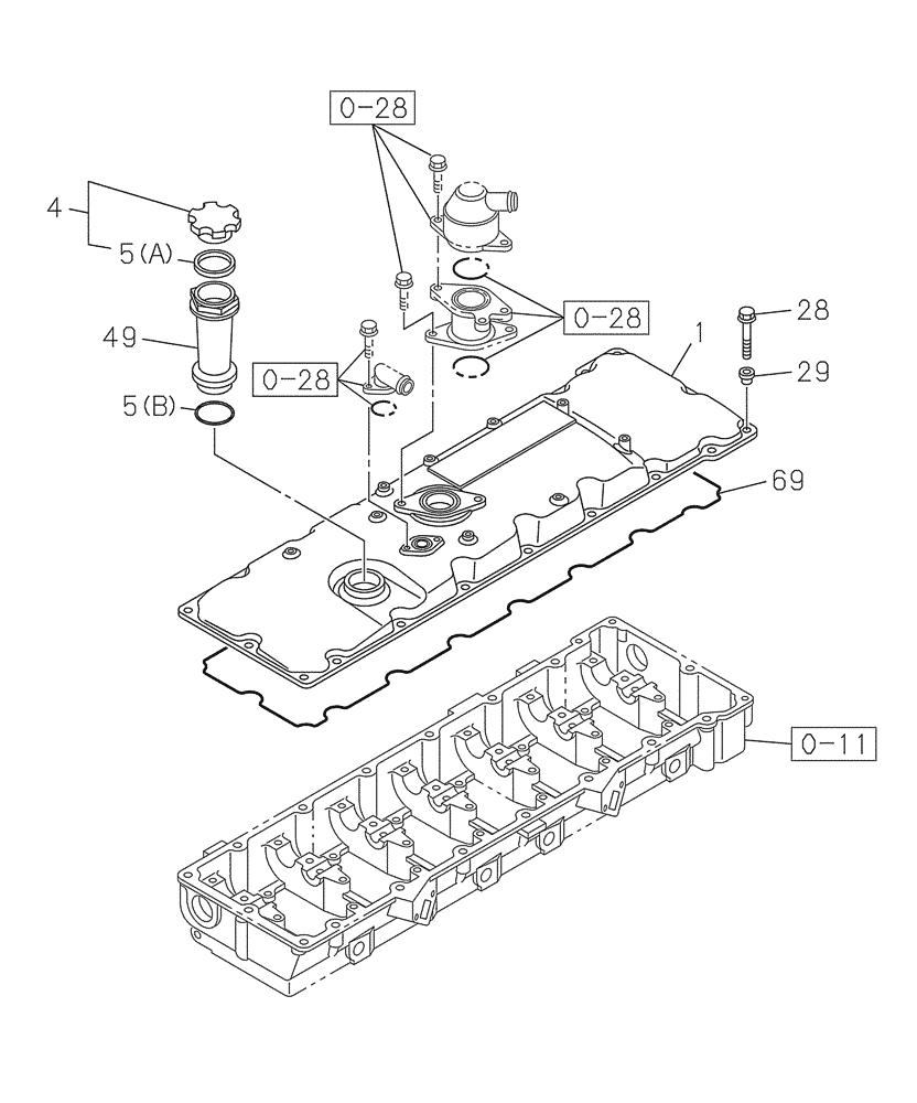 Схема запчастей Case CX470C - (02-010-01[01]) - COVER - CYLINDER HEAD (01) - ENGINE