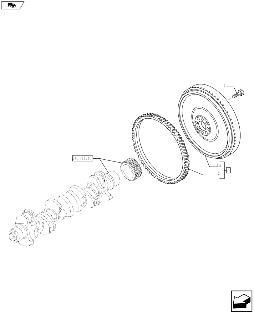 Схема запчастей Case F3DFA613A E002 - (10.103.02) - FLYWHEEL (504386700) (10) - ENGINE