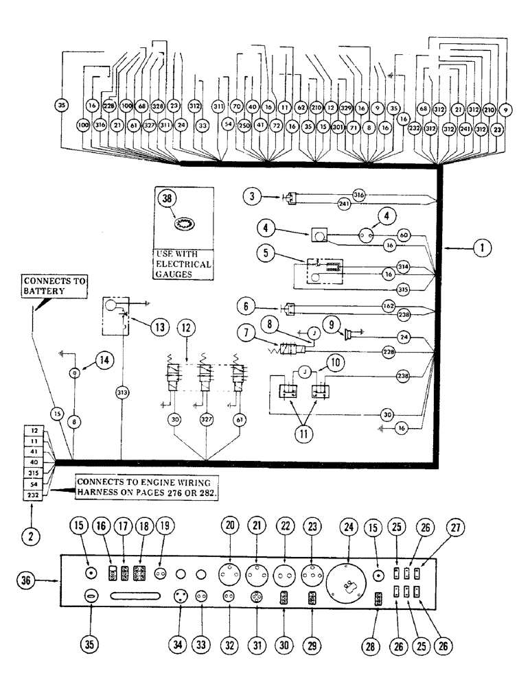 Схема запчастей Case 50 - (270) - INSTRUMENT PANEL AND TURNTABLE WIRING HARNESS, (USED ON UNITS WITH SN. 6279926-6280344) (55) - ELECTRICAL SYSTEMS