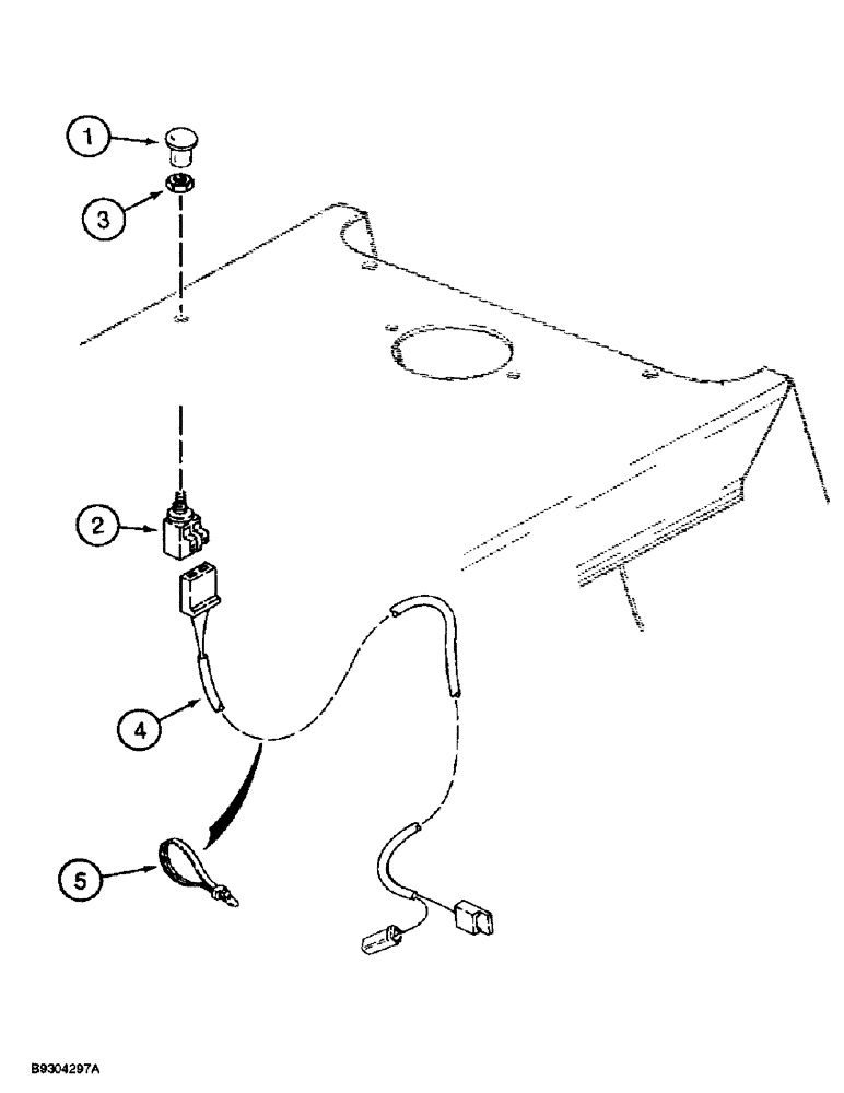 Схема запчастей Case 560 - (4-16) - REMOTE FUEL SHUT-OFF SWITCH ELECTRICAL CIRCUIT, USED ON MODELS WITH BACKHOE (04) - ELECTRICAL SYSTEMS