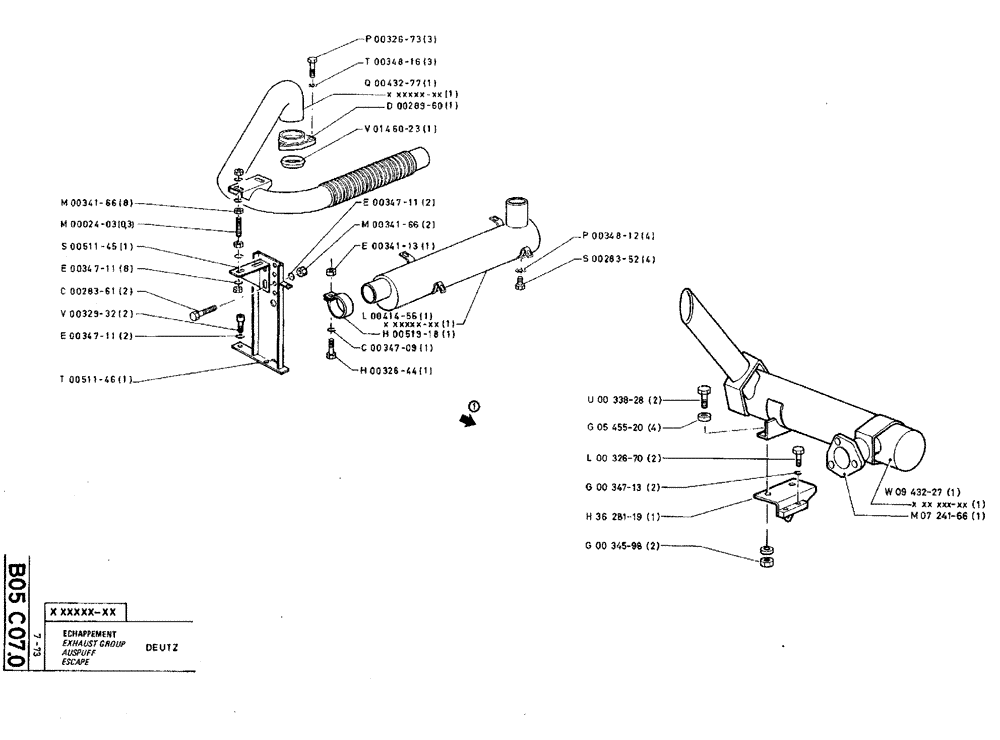 Схема запчастей Case TY45 - (B05 C07.0) - EXHAUST GROUP - DEUTZ (01) - ENGINE