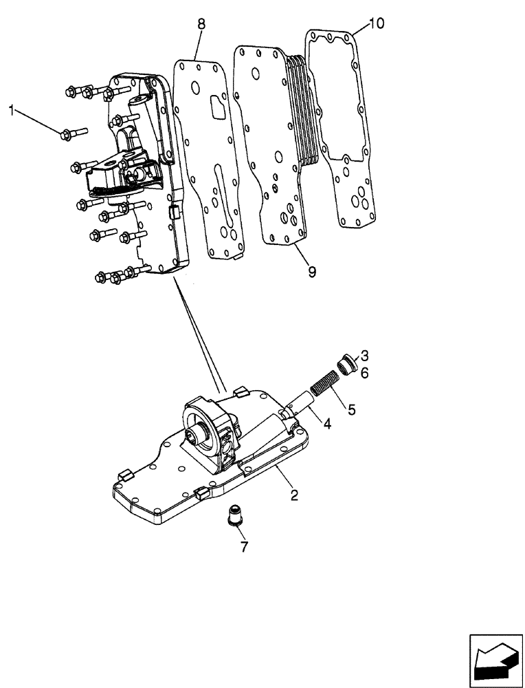 Схема запчастей Case 580SM - (10.408.01) - OIL FILTER AND COOLER (10) - ENGINE