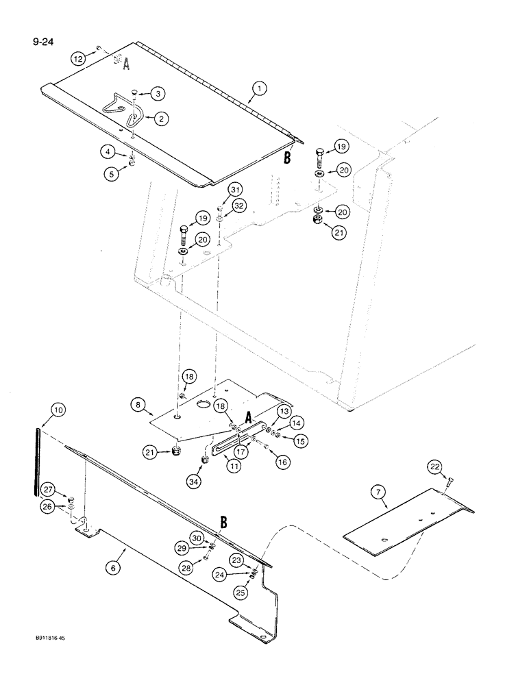 Схема запчастей Case 621 - (9-24) - BATTERY COMPARTMENT COVERS (09) - CHASSIS/ATTACHMENTS