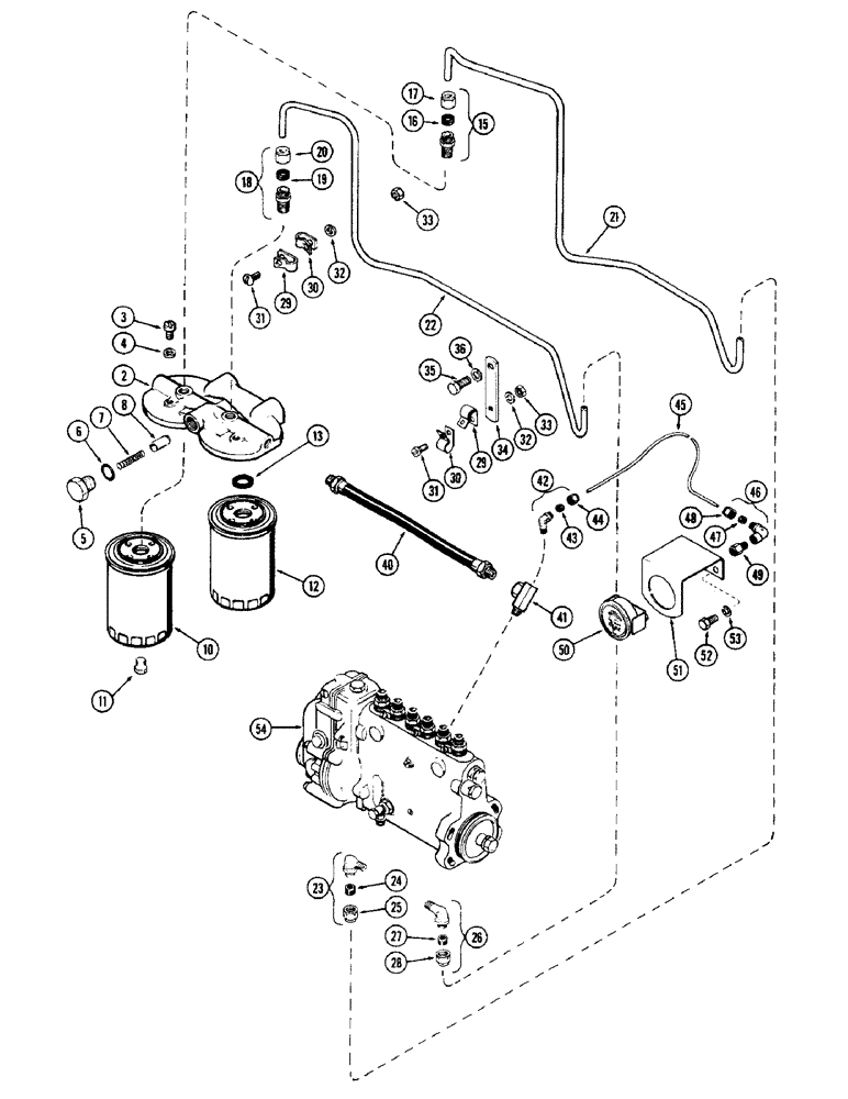 Схема запчастей Case W10B - (017A) - FUEL INJECTION FILTER SYS., (401) DIESEL ENGINE, 2 STAGE FILTERING SYS., FIRST USED ENG. S/N 2205483 (02) - ENGINE