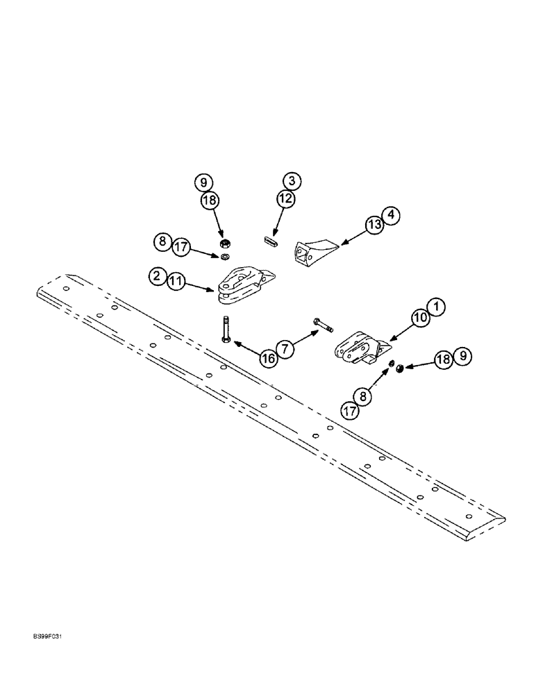 Схема запчастей Case 621B - (9-021A) - LOADER BUCKET TEETH (ESCO), Z-BAR LOADER, 2.25 CUBIC YARD (1.7 CUBIC METER) BUCKET (09) - CHASSIS/ATTACHMENTS