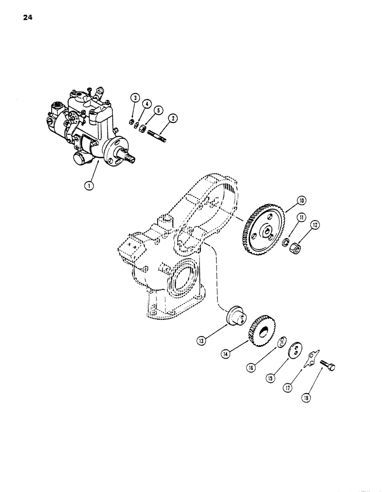 Схема запчастей Case DH5 - (24) - INJECTION PUMP DRIVE (10) - ENGINE