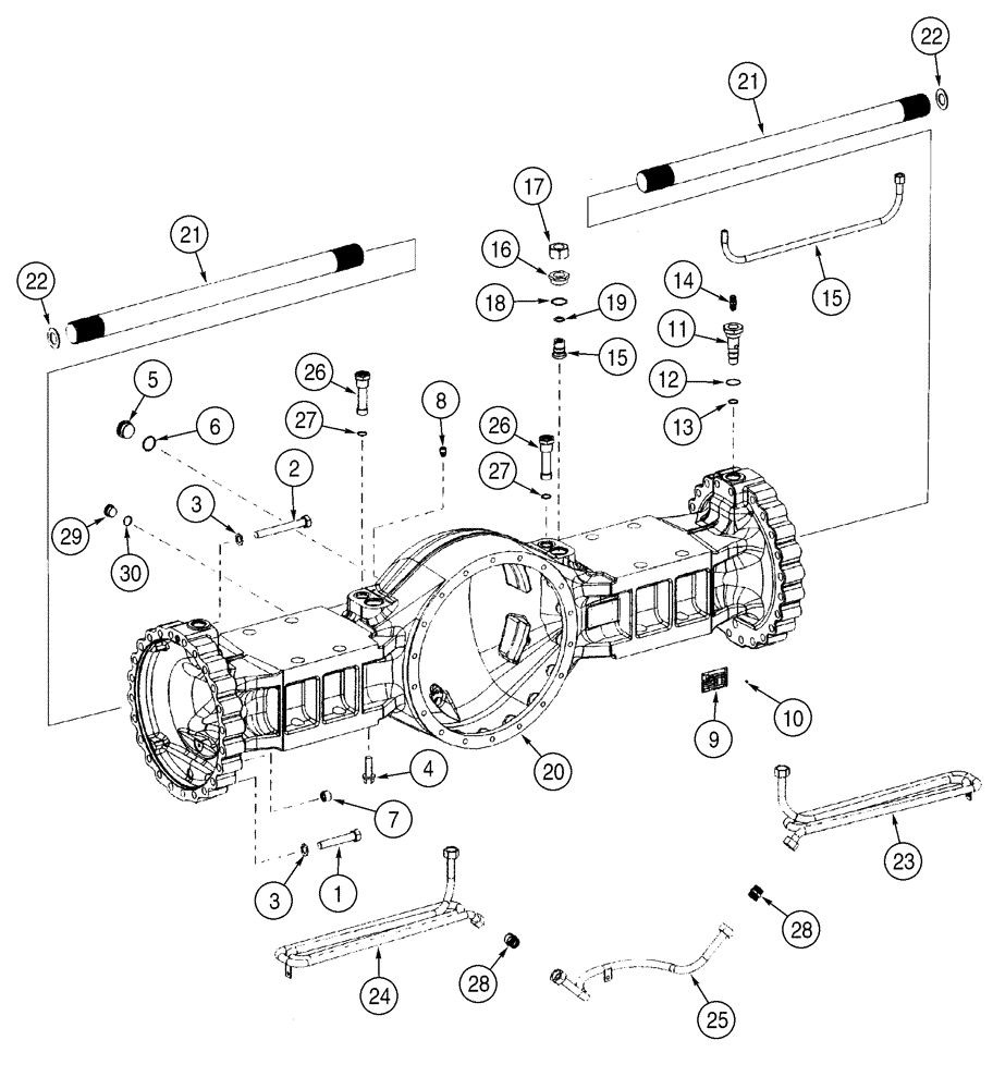 Схема запчастей Case 921C - (06-28) - AXLE, FRONT - HOUSING JEE0123252- (06) - POWER TRAIN