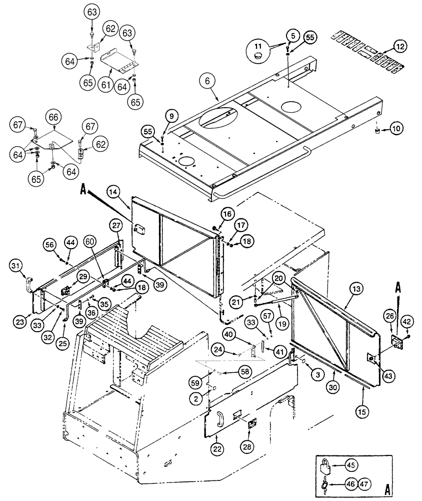 Схема запчастей Case 921C - (09-14) - HOOD - DOORS, ENGINE (09) - CHASSIS