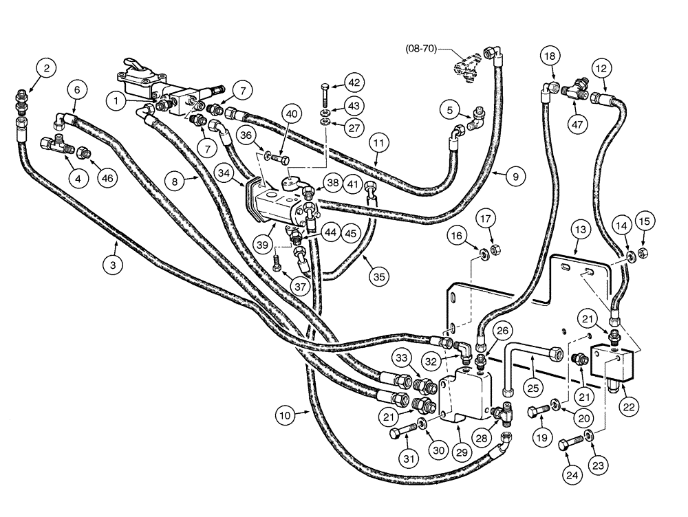 Схема запчастей Case 845 - (05-04[01]) - BRAKE AND STEERING - HYDRAULIC CIRCUIT (05) - STEERING