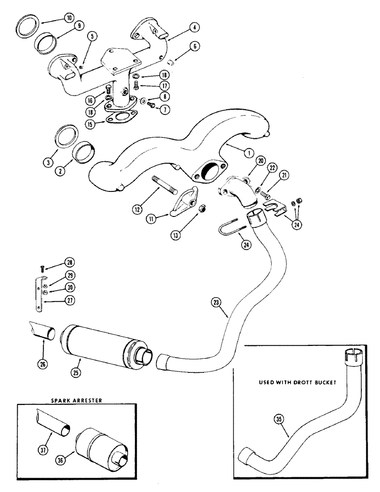 Схема запчастей Case W7 - (042) - MANIFOLD AND MUFFLER, (284) SPARK IGNITION ENGINE (02) - ENGINE