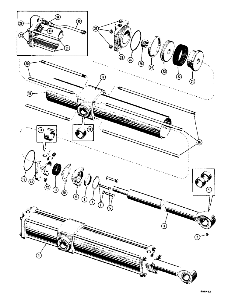 Схема запчастей Case 1000 - (260) - 72891 REAR HINGE LOADER LIFT HYDRAULIC CYLINDER (07) - HYDRAULIC SYSTEM