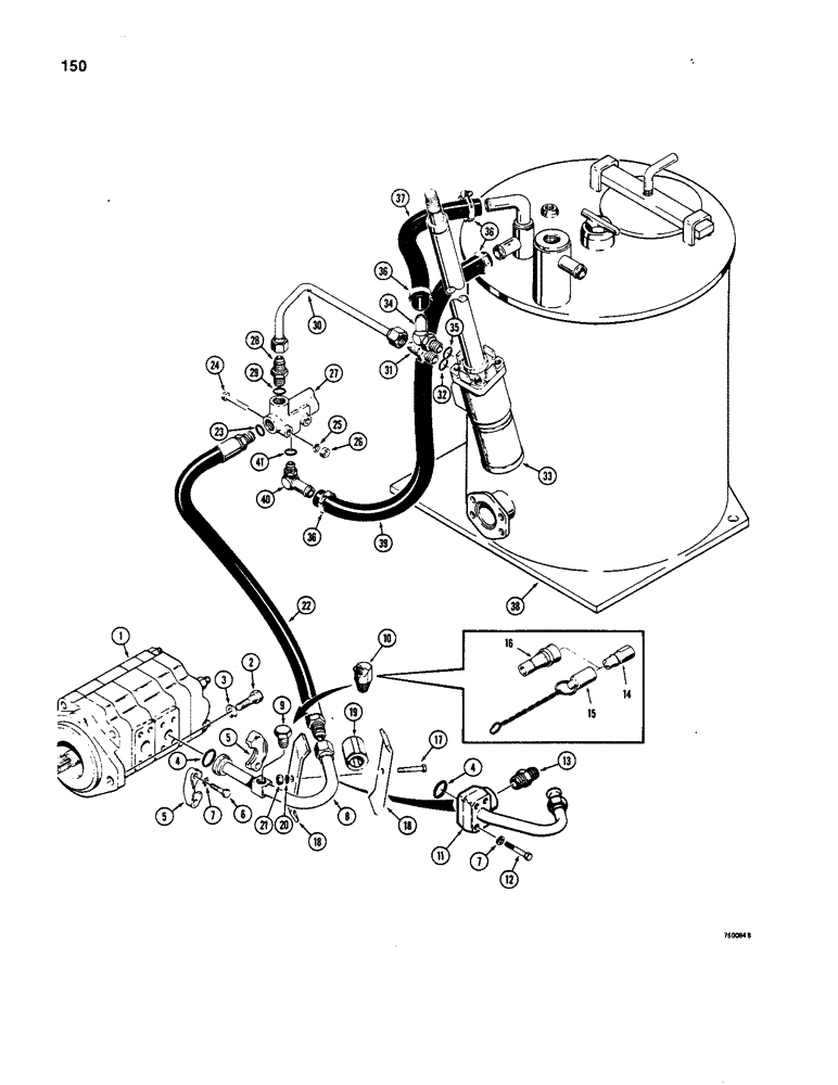 Схема запчастей Case W20B - (150) - STEERING HYDRAULIC CIRCUIT - PUMP TO RESERVOIR, MODELS WITHOUT AUXILLIARY STEERING (05) - STEERING