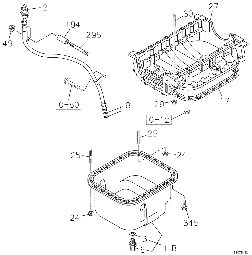 Схема запчастей Case CX135SR - (02-14) - OIL PAN (02) - ENGINE