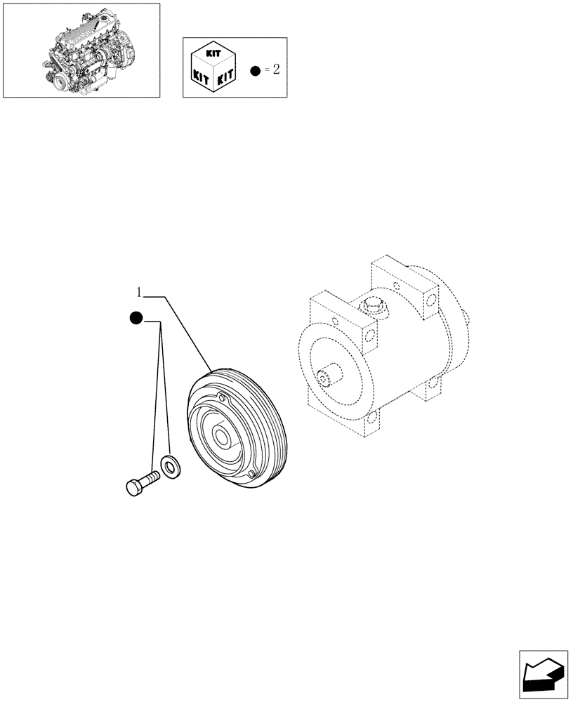 Схема запчастей Case F2CE9684C E001 - (0.39.0/A[01]) - COMPRESSOR, AIRCOND. - COMPONENTS (500341617) 