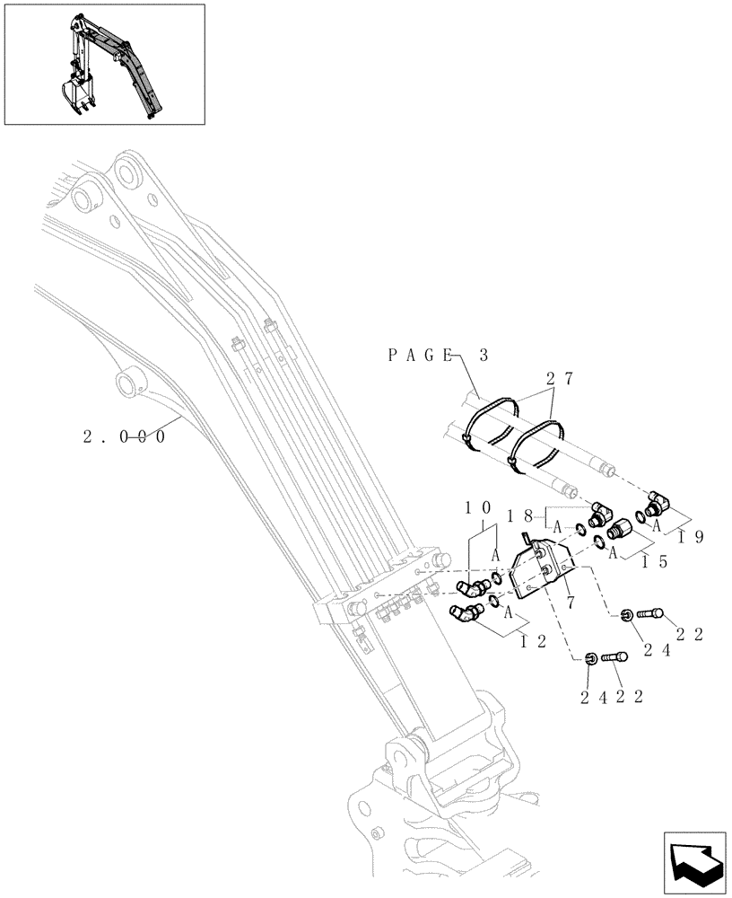 Схема запчастей Case CX31B - (5.0088[04]) - ARM CYLINDER HYD LINES (SAFETY VALVE) - 747936070, 747936080 (35) - HYDRAULIC SYSTEMS