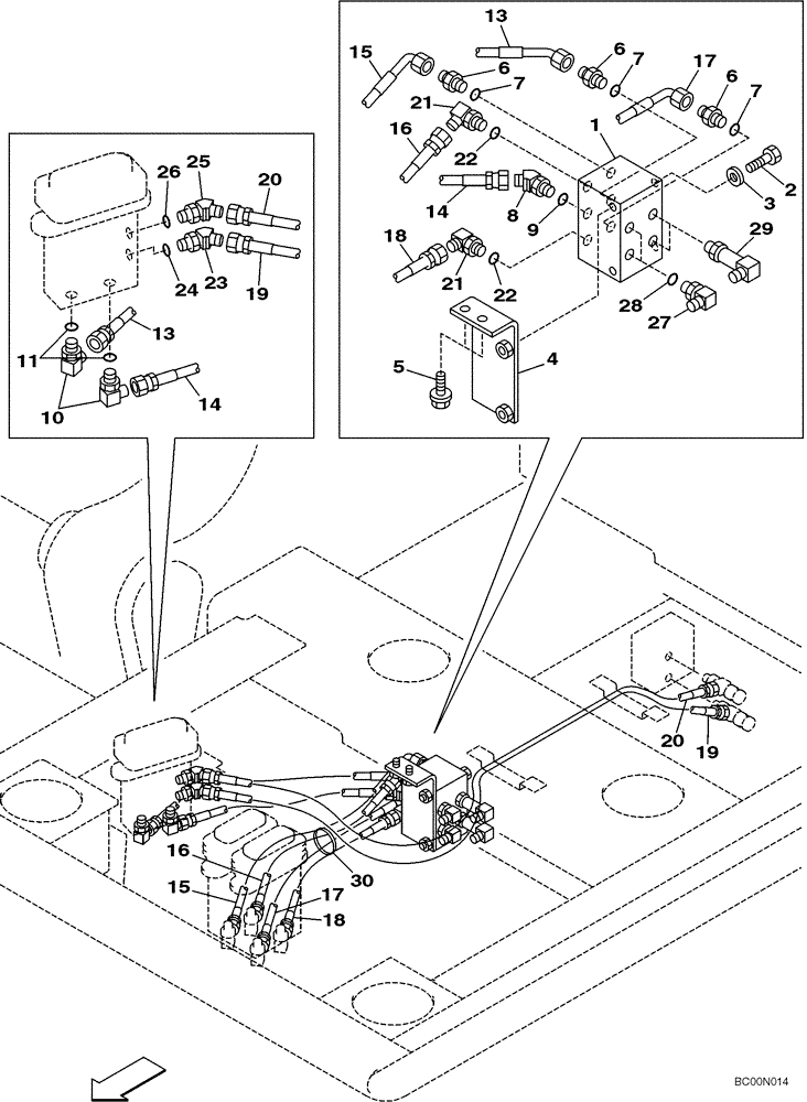 Схема запчастей Case CX800 - (06-012-00[01]) - HYDRAULICS - TRAVEL CONTROL, SINGLE PEDAL (06) - POWER TRAIN