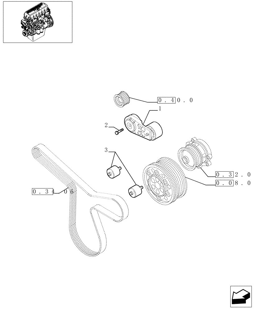 Схема запчастей Case F3BE0684E B001 - (0.34.28[01]) - TENSIONER, BELT (99478707- 99472043) 