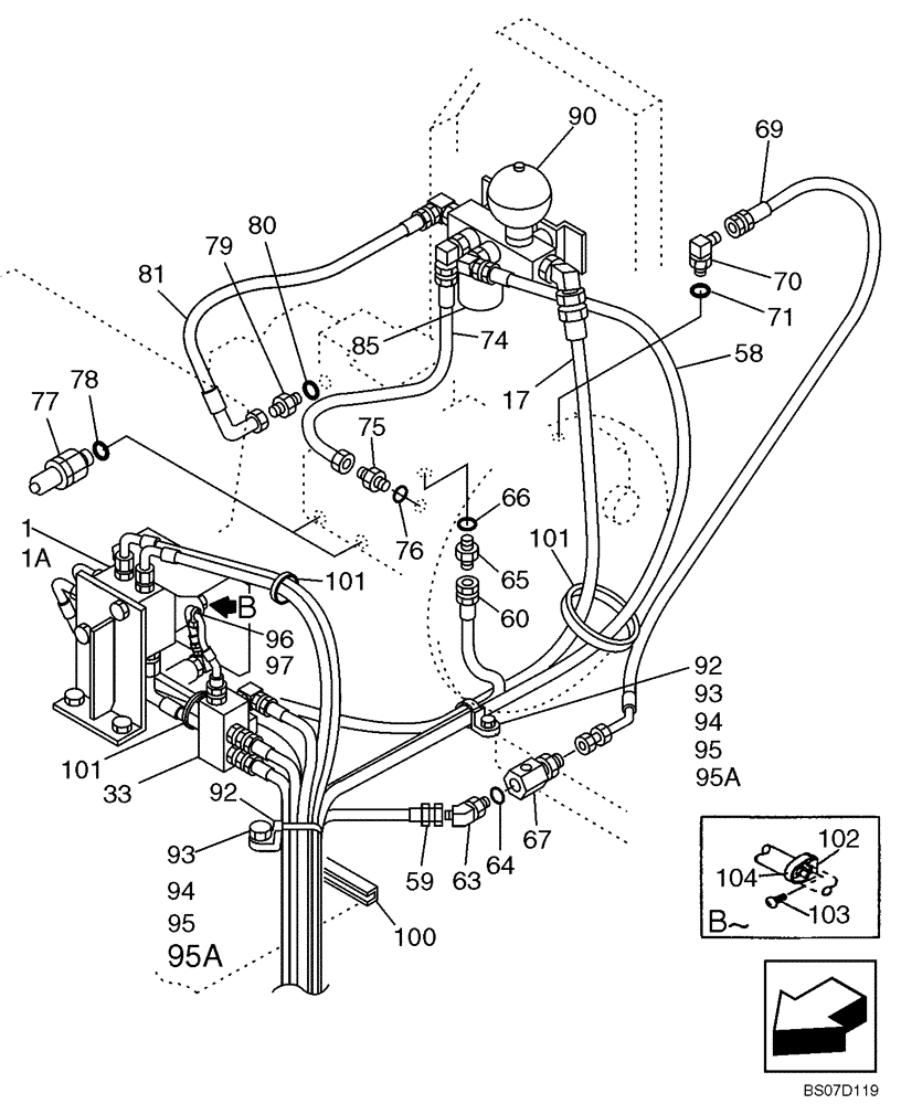 Схема запчастей Case CX240 - (08-26) - HYDRAULICS - PILOT PRESSURE, RETURN LINES (Nov 3 2009 8:16AM) (08) - HYDRAULICS