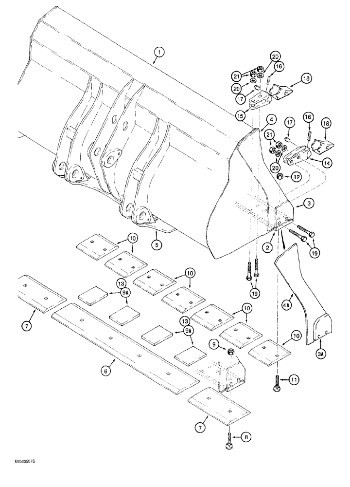 Схема запчастей Case 921 - (9-010) - LOADER BUCKETS AND CUTTING EDGES, 4.75 CUBIC YARD (09) - CHASSIS/ATTACHMENTS