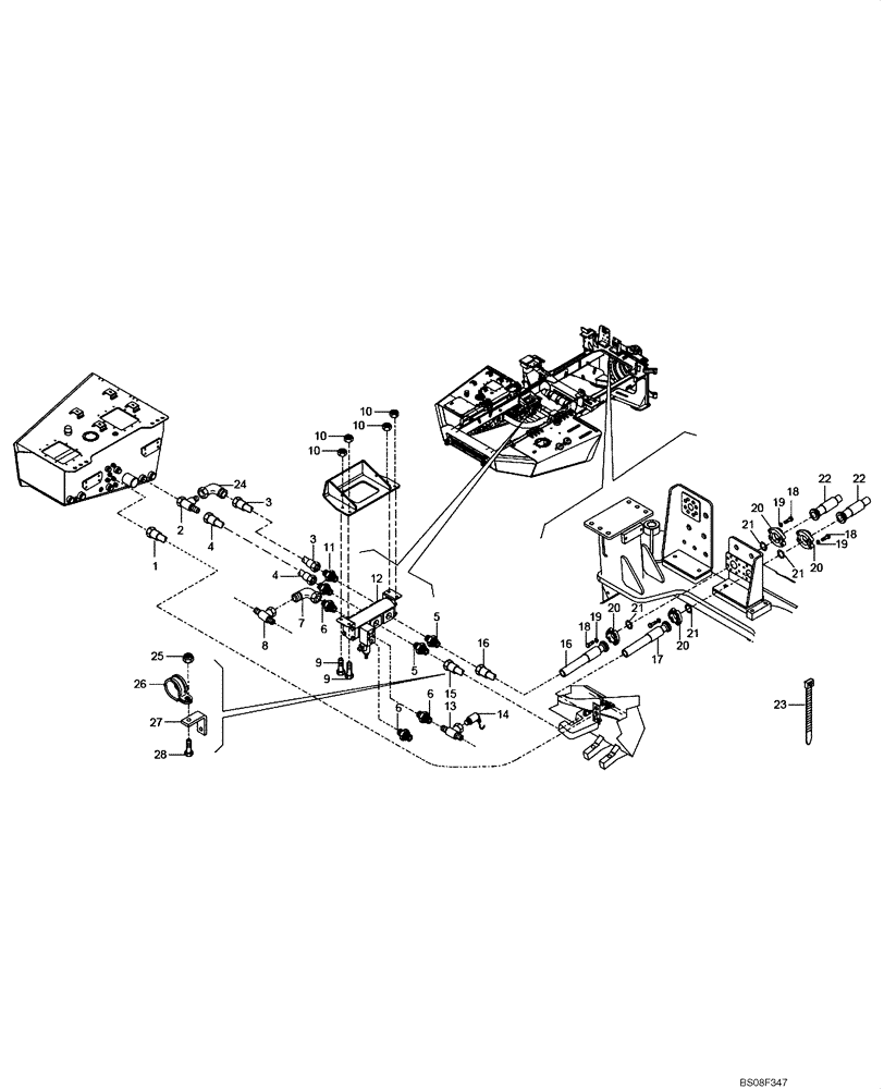 Схема запчастей Case 330B - (47A00012108[001]) - HYDRAULIC COOLING LINES, WET BRAKE (87499156) (09) - Implement / Hydraulics / Frame / Brakes