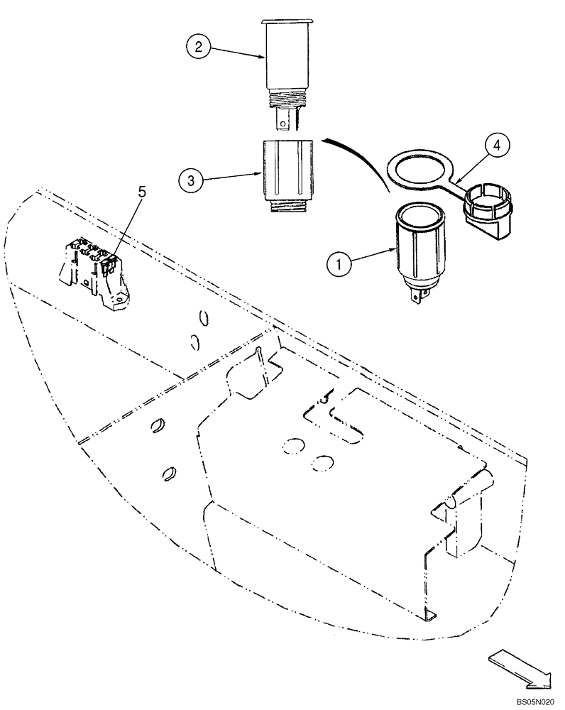 Схема запчастей Case 440CT - (04-18A) - ELECTRICAL ACCESSORIES SOCKET - NORTH AMERICA (04) - ELECTRICAL SYSTEMS