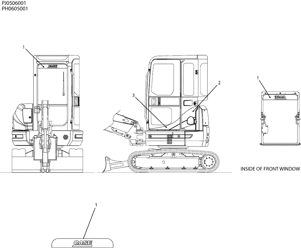 Схема запчастей Case CX50B - (06-015) - NAME PLATE INSTAL (CAB), P/N PW22T00100F1 (90) - PLATFORM, CAB, BODYWORK AND DECALS