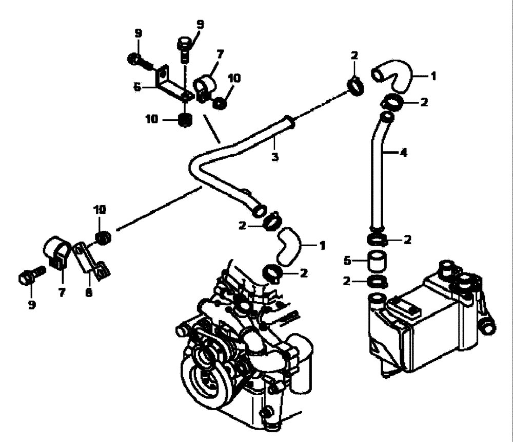 Схема запчастей Case 335B - (04A02000730[001]) - LINES, COOLING - ENGINE / RESERVOIR (P.I.N. HHD0335BN8PG58147 AND AFTER) (84236526) (01) - ENGINE