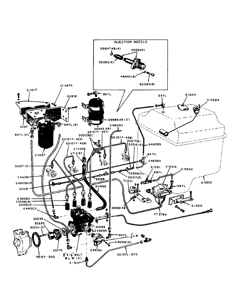 Схема запчастей Case 320 - (034) - DIESEL ENGINE, FUEL SYSTEM, FUEL TANK AND FILTERING SYSTEM (03) - FUEL SYSTEM