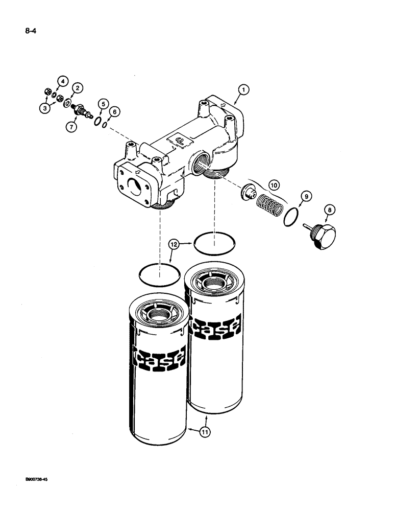 Схема запчастей Case 1085C - (8-004) - HYDRAULIC OIL FILTER (08) - HYDRAULICS