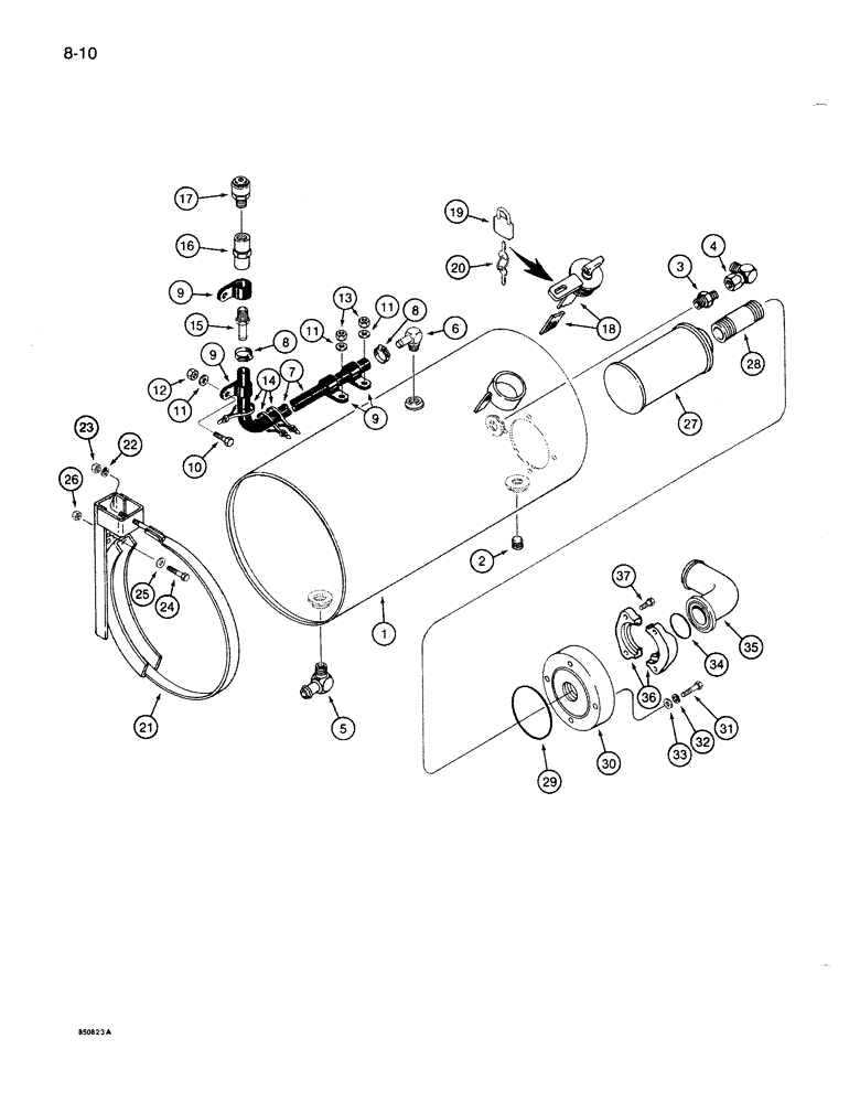 Схема запчастей Case 1086B - (8-010) - HYDRAULIC RESERVOIR (08) - HYDRAULICS