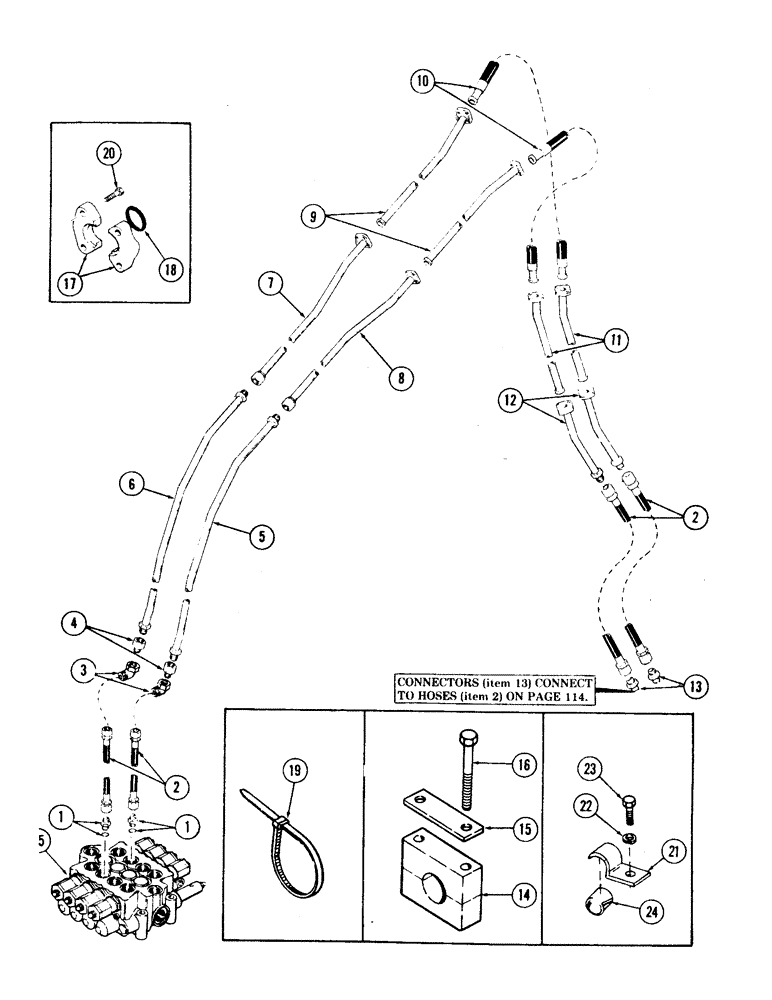Схема запчастей Case 35 - (136) - AUXILIARY TUBING, (USED ON UNITS WITH "Y" BOOM) (35) - HYDRAULIC SYSTEMS