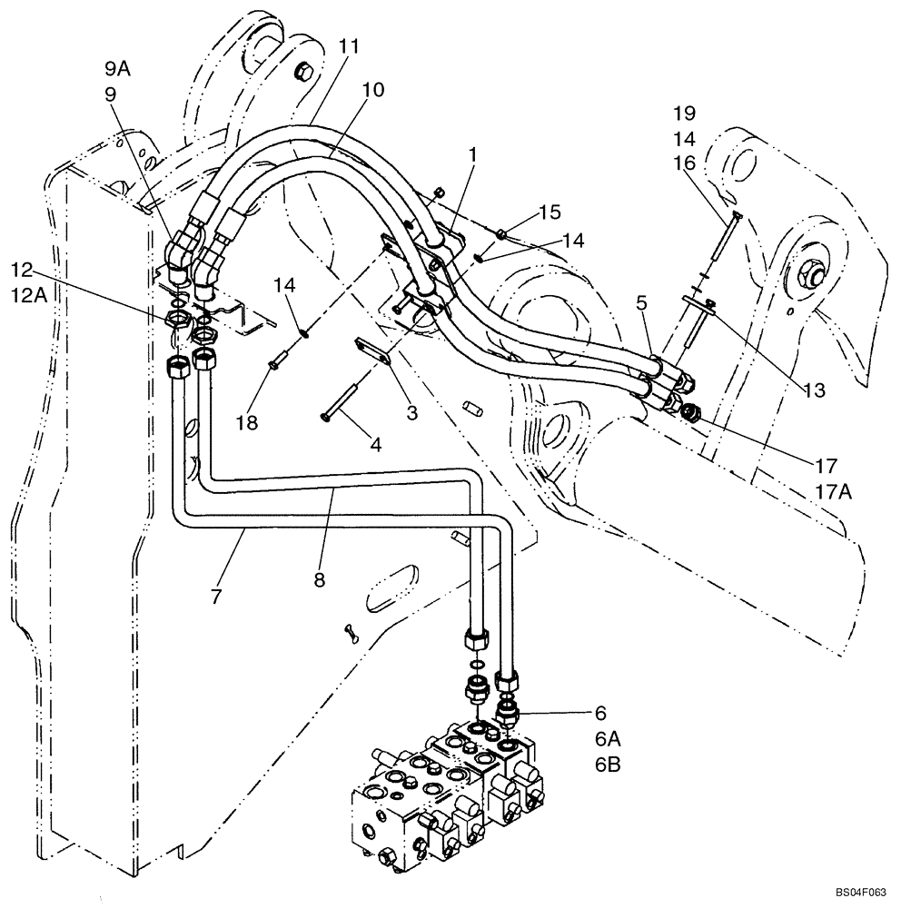 Схема запчастей Case 621D - (08-06E) - HYDRAULICS - LOADER AUXILIARY (XT LOADER) - IF USED (08) - HYDRAULICS