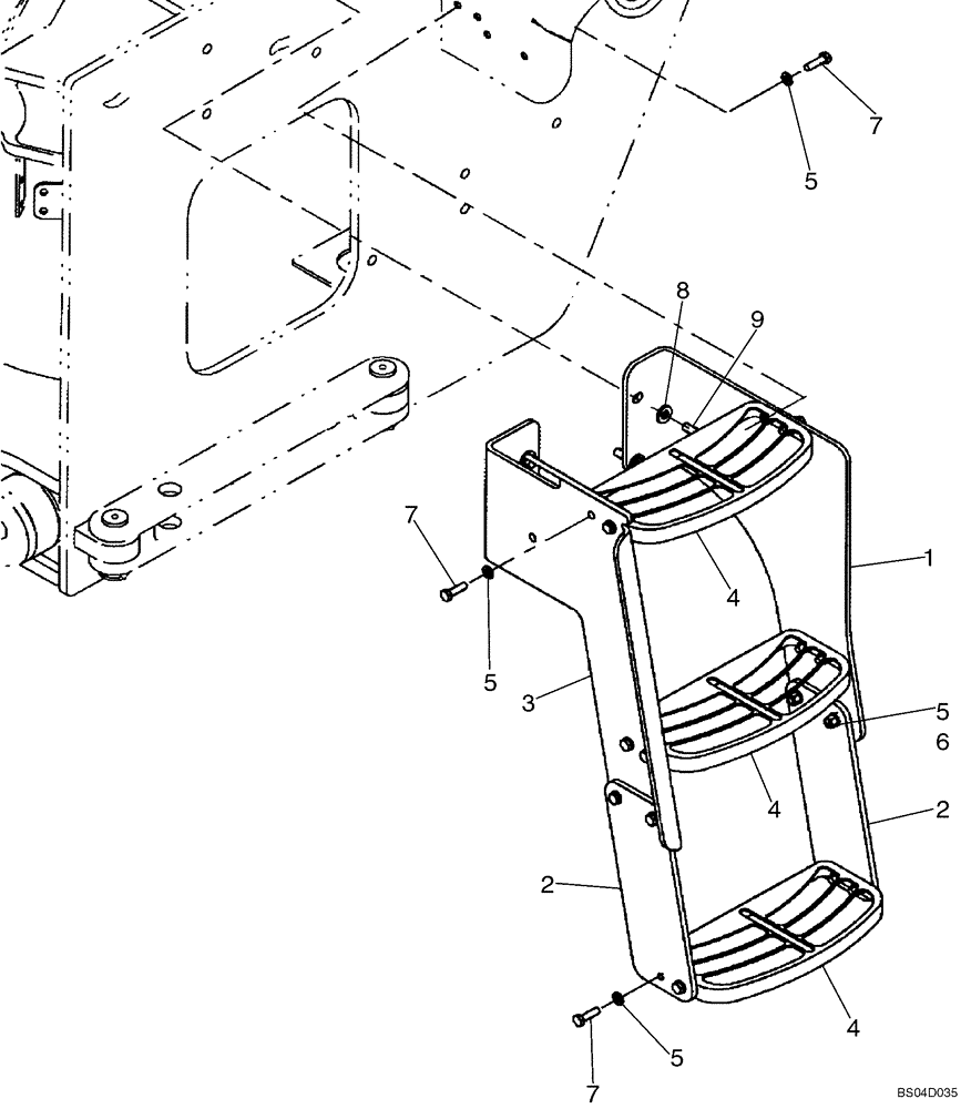 Схема запчастей Case 721D - (09-21A) - FENDERS, REAR - STEPS - LEFT - IF USED (09) - CHASSIS