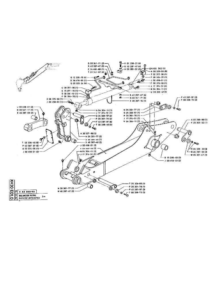 Схема запчастей Case 220 - (B-098) - BACKHOE DIPPERSTICK (09) - BOOMS