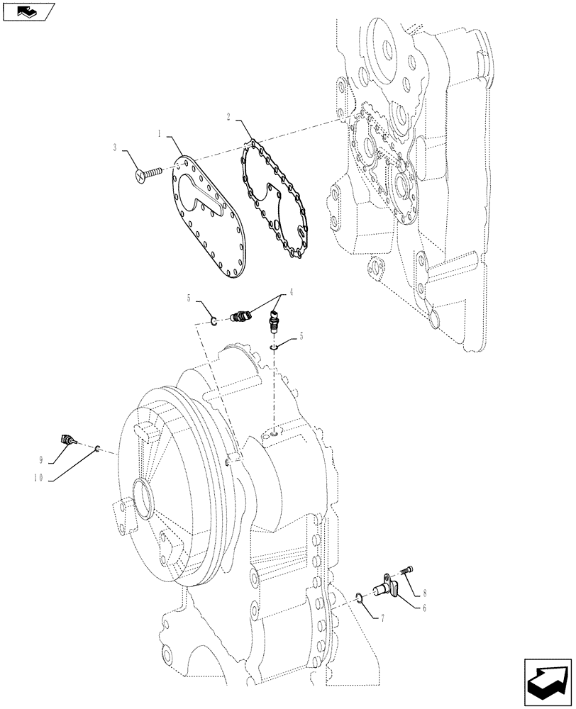 Схема запчастей Case 821F - (21.100.02) - TRANSMISSION , SPEED SENSOR, TEMPERATURE SENDOR, AND PUMP COVER (21) - TRANSMISSION