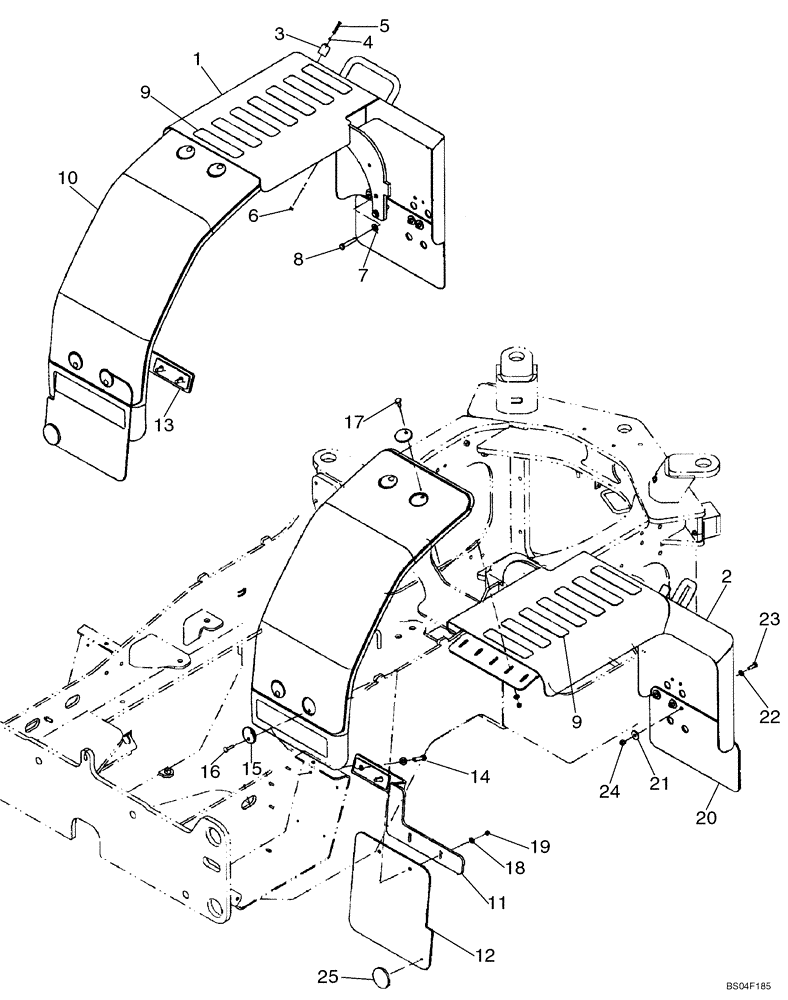 Схема запчастей Case 521D - (09-20A) - FENDERS, REAR - WIDE - IF USED (09) - CHASSIS