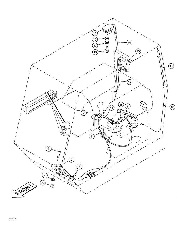 Схема запчастей Case 9030 - (4-18) - CAB HARNESS, DOME LAMP AND SPEAKER (04) - ELECTRICAL SYSTEMS