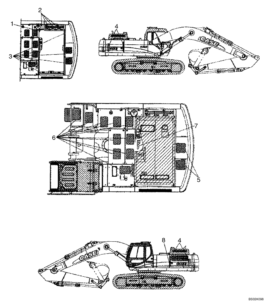 Схема запчастей Case CX330 - (09-60) - DECALS (09) - CHASSIS