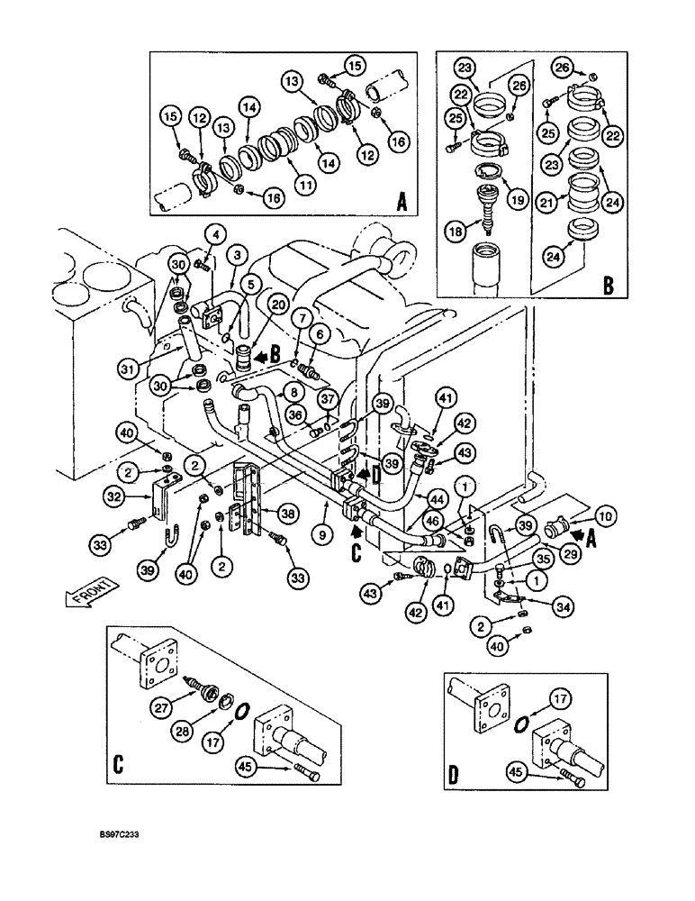 Схема запчастей Case 9030B - (8-014) - COOLING SYSTEM RETURN LINE (08) - HYDRAULICS