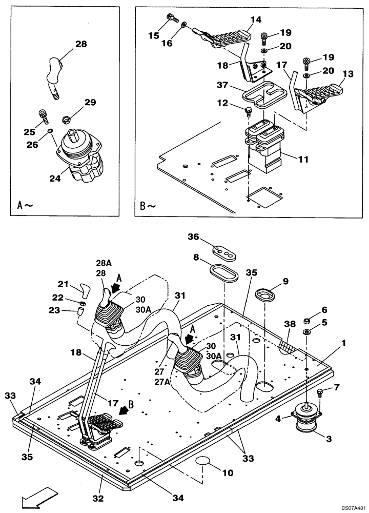 Схема запчастей Case CX240B - (09-09) - CONTROLS - OPERATORS COMPARTMENT (09) - CHASSIS/ATTACHMENTS