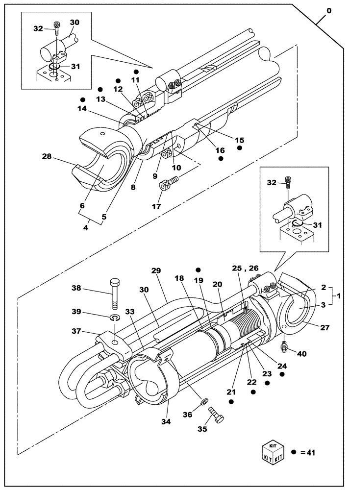 Схема запчастей Case CX210C LC - (35.736.07) - BOOM CYLINDER - LEFT - WITHOUT SAFETY VALVE (35) - HYDRAULIC SYSTEMS