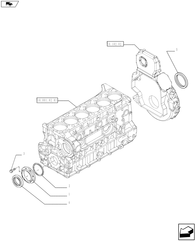 Схема запчастей Case F3AE0684S E914 - (10.001.02[02]) - CYLINDER BLOCK & RELATED PARTS - GASKET REVOLVING SHAFT (10) - ENGINE