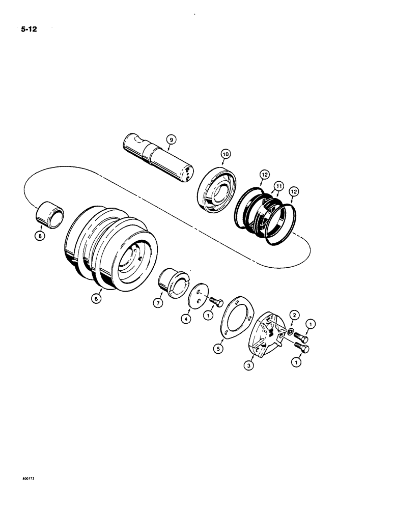 Схема запчастей Case 550 - (5-12) - TRACK CARRIER ROLLER ASSEMBLY (11) - TRACKS/STEERING